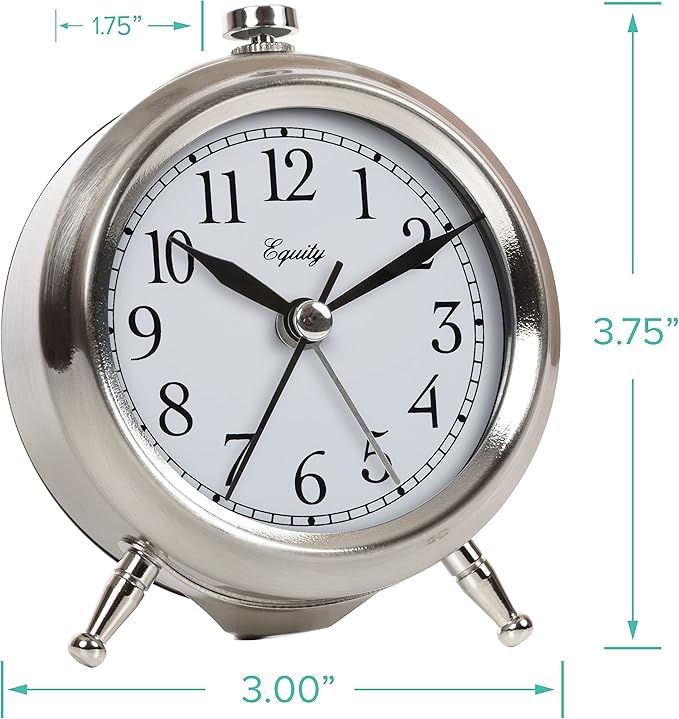 Equity 25655 Small Silver Metal Alarm Clock