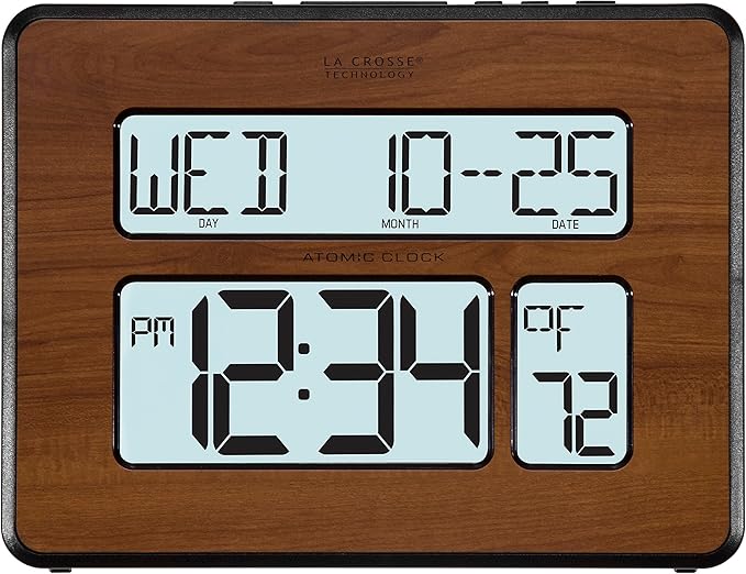 La Crosse Technology 513-1419BL-WA-INT Atomic Large Full Digital Calendar Clock