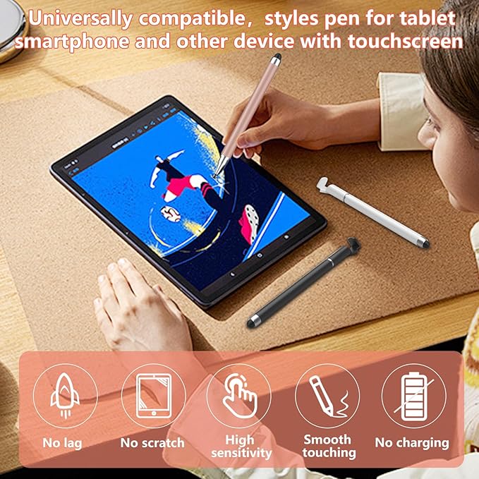3 in 1 Stylus Pen for Touchscreen,iPad,iPhone,Stylus Pen with Pen Cap,High Precision & Sensitivity, Compatible for iPad/Android Tablets, Laptop and Touchscreens(Black/White/Rose Gold)