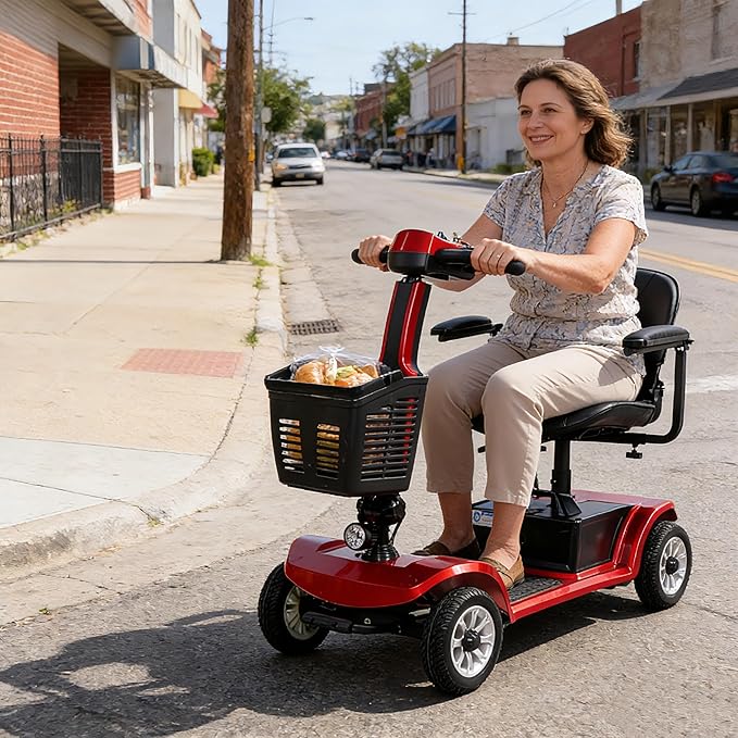 Movcan S-02 4 Wheel Electric Mobility Scooter, UL & TSA Certified, 419 LBS Heavy Duty,Foldable Mobility Scooter, Removable Battery, All-Terrain Portable Travel Scooter with Basket for Seniors & Adults