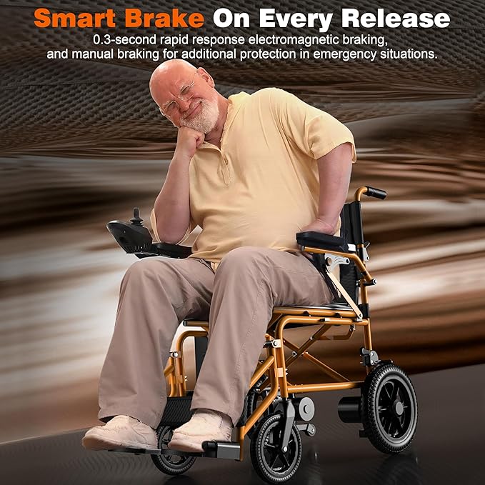 Hassky Folding Electric Wheelchair for Seniors, 15+ Miles Range Powered Electric Wheelchairs for Adults All Terrain Motorized Wheelchair for Travel