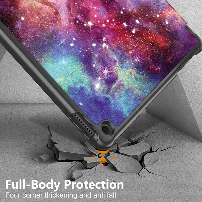 Case for Amazon Fire HD 10 Tablet 10.1" Inch Display (13th Generation, 2023 Released) - Lightweight Tri-fold Stand Cover Case + 1 Screen Protector and 1 Stylus (Galaxy)