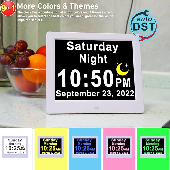 Véfaîî 30 Alarms Extra Large Digital Clock with Auto DST, 6 Display Modes, 20 Custom Reminders, 10-Level Auto Dimmer, AM/PM- Perfect Organizer for Home & School