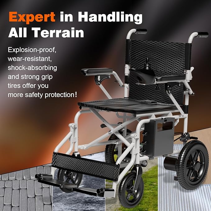 [2025 Upgrade] Hassky Electric Wheelchair for Adults Foldable, 15 Miles Range Motorized Wheelchair, All Terrain Power Wheelchairs for Seniors Supports Up to 350 lbs White