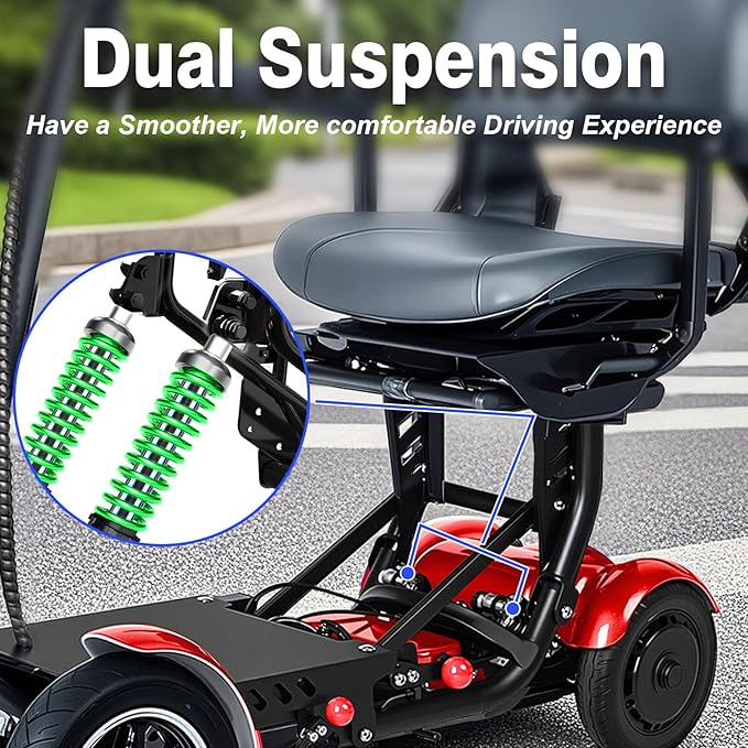 Mobility Scooters for Seniors & Adults– 4 Wheel Foldable Portable Electric Scooter, 500W Dual Motor, 30-Mile Range, 11 MPH, All-Terrain Lightweight Folding Mobility Scooter Lightweight for Adults