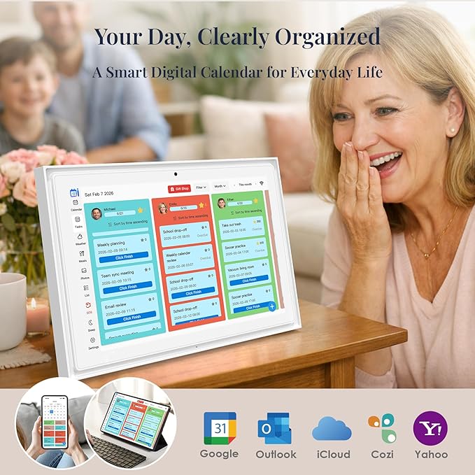 WiFi Digital Calendar Smart Family Planner:Electronic Calendar Smart Touchscreen Display with Video Call, Chore Chart & Shared Family Schedule,Gifts for Women Men, Gifts for Mom Dad