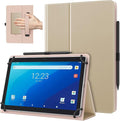 TiMOVO Universal Case for 10.1 Inch Android Tablet with Pen Loop, Lightweight Folding Stand Cover with Hand Strap for All 9.6"-11" Touchscreen Tablet, Champagne Gold