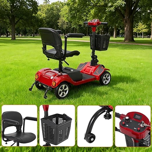 Foldable 4-Wheel Mobility Scooter for Adults & Seniors, 330LBS Heavy Duty, 20-Mile Range Electric Mobility Scooter, 3.7 MPH Lightweight Folding Mobility Scooter for Indoor Outdoor Travel