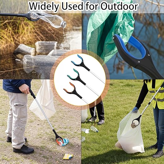 3 Pack Grabber Reacher Tool for Seniors, 32" Foldable Reacher Grabber Pickup Tool with 360° Rotating Jaw & Magnetic Tip, Lightweight Trash Picker Upper Grabbers for Garden Nabber, Litter Picker