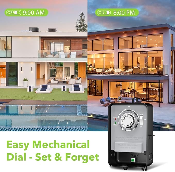 BN-LINK Pool Timer, Outdoor Mechanical Timer Switch for Water Heater, Pool Pump, Metal Casing, Heavy Duty 40A 120-277 VAC 2HP