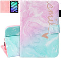 Dteck for iPad mini 8.3" (A17 Pro), Mini 6th Gen 8.3-inch Smart Folio Case with Auto Sleep Wake, Stand, Card Slots, Elastic Stylus Pen Loop Holder, PU Leather Protective Cute Flip Cover, Pink Mint