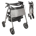 Stander Wonder Rollator Plus with 8-inch All-Terrain Wheels, Lightweight Folding Rolling Walker with Seat, Locking Brakes and Backrest, EZ Fold-N-Go-Rollator for Seniors and Adults, Black Walnut