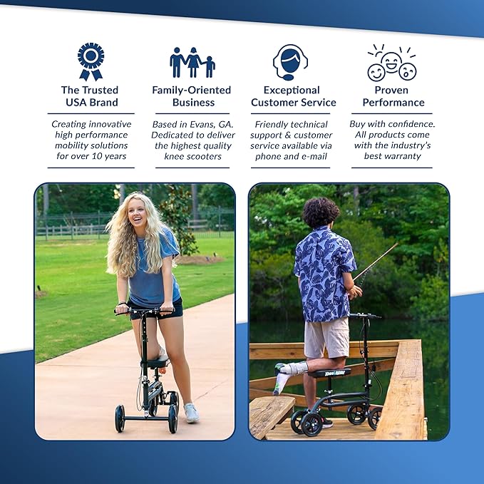 KneeRover Economy Knee Scooter Steerable Knee Walker for Adults for Foot Surgery, Broken Ankle, Foot Injuries - Foldable Knee Rover Scooter for Broken Foot Injured Leg Crutch (Blue)