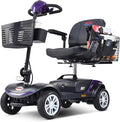 Metro Mobility 4 Wheel Folding Mobility Scooters for Seniors - 300 lbs Capacity Electric Scooter with Seat for Adults, Travel - Front & Rear LED Light - Purple