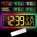 Large Digital Wall Clock 17.3", 15 Color Modes Led Large Number Digital Wall Clock, 8 Color Modes Night Lights, Auto-Dimming/DST, for Classroom Living Room Garage Gym Office, Gift for Senior Mom Dad