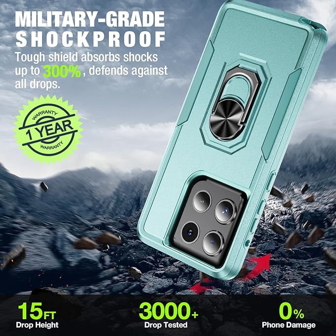 for Motorola Moto G Stylus 2026/2025 Case [15 FT Military Grade Drop Protection] with 2X Tempered Glass Screen Protector, Heavy-Duty Shockproof Magnetic Kickstand Case Green
