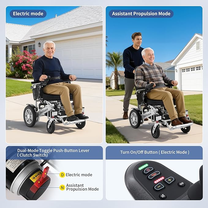 Unificate Foldable Electric Wheelchair for Adults: 3.7 MPH Max Speed & 5-Speed Adjustable | Smooth Start & Auto Brake | 300 lbs Capacity | Travel Mobility Scooter