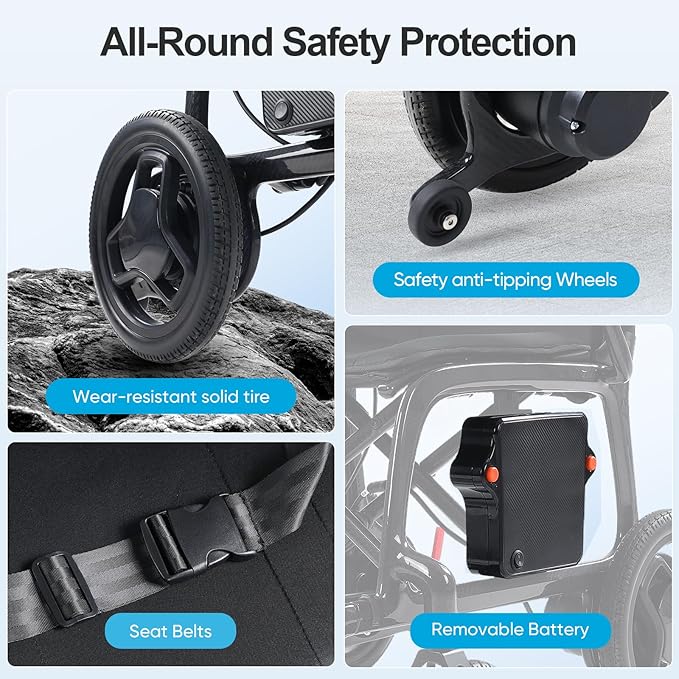 22 lbs Lightweight Carbon Fiber Electric Wheelchair with Remote Control, Foldable Motorized Power Chair for Adults, Airline Approved for Travel & Daily Use