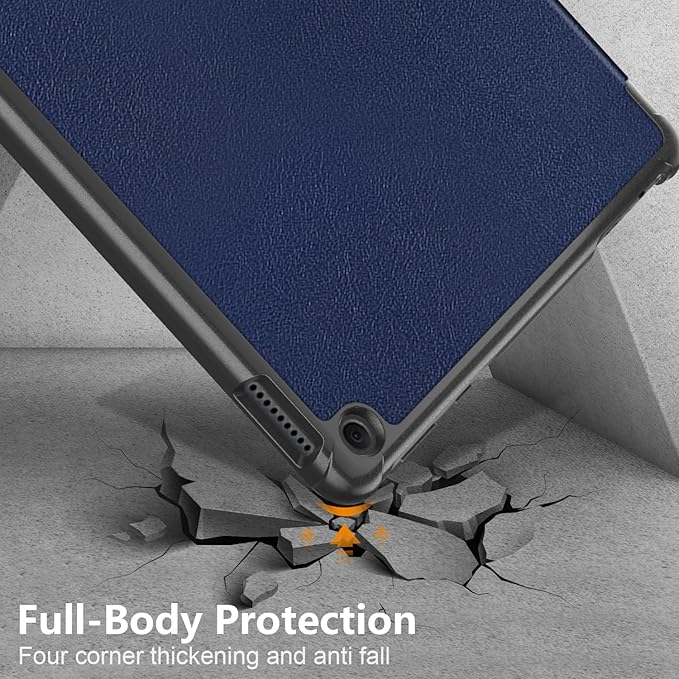 Case for Amazon Fire HD 10 Tablet 10.1" Inch Display (13th Generation, 2023 Released) - Lightweight Tri-fold Stand Cover Case + 1 Screen Protector and 1 Stylus (Navy Blue)