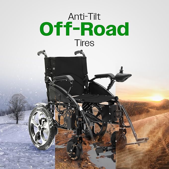 Culver Artemis All Terrain Electric Wheelchair Heavy Duty, Foldable Electric Wheelchairs for Adults, Power Wheelchairs for Seniors, Silla de Ruedas para Adultos Electrica — Black