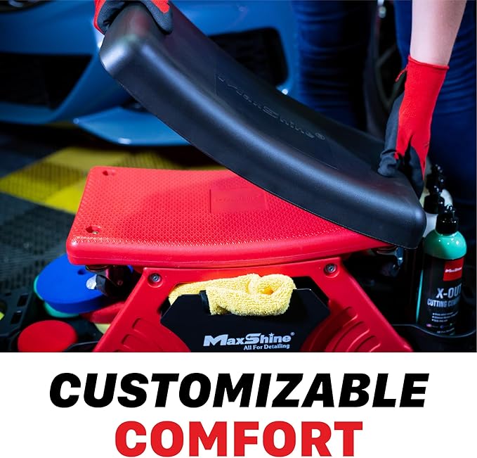 Maxshine Detailing Mini Creeper Without Cushion – Mobile Rolling Utility Creeper Seat for Mechanics & Car Detailers – Low Profile Detailing Seat for Car Cleaning, Polishing, Coating & Waxing