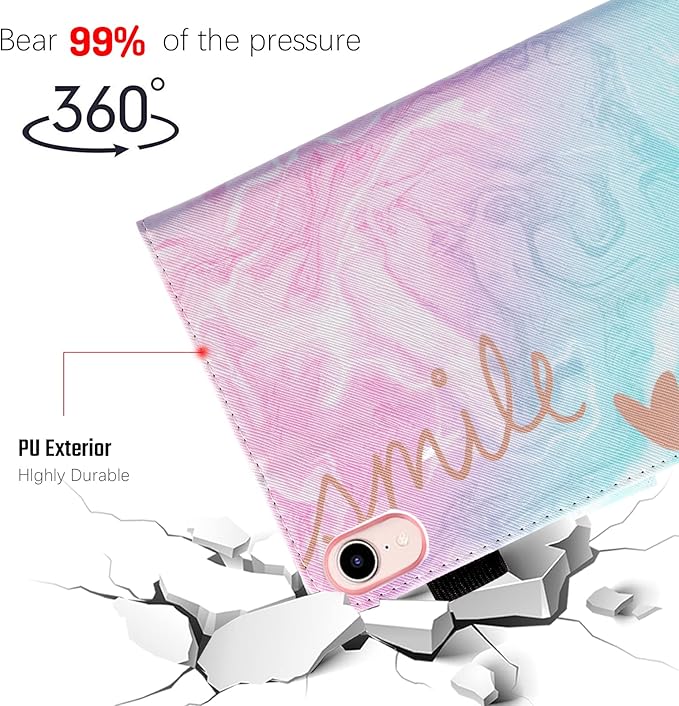 Dteck for iPad mini 8.3" (A17 Pro), Mini 6th Gen 8.3-inch Smart Folio Case with Auto Sleep Wake, Stand, Card Slots, Elastic Stylus Pen Loop Holder, PU Leather Protective Cute Flip Cover, Pink Mint