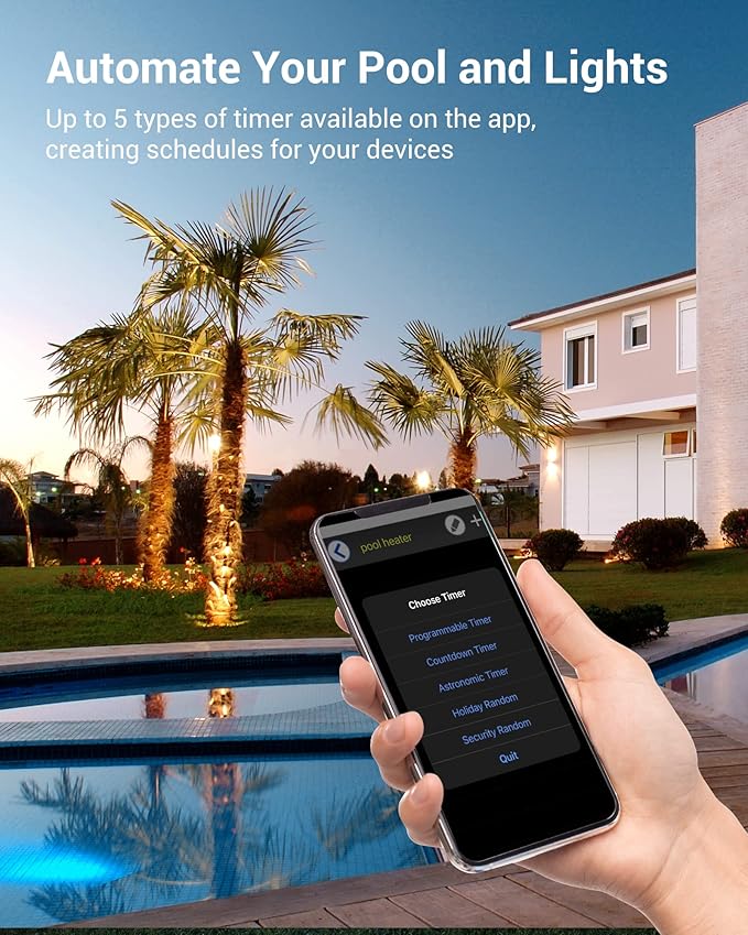 DEWENWILS Pool Pump Timer, Outdoor Smart Wi-Fi Box, Heavy Duty 40A 120-277 VAC 2HP Wireless Controller for Pool, Water Heater, Compatible with Smart Phone, Alexa, Google Assistant, UL Listed