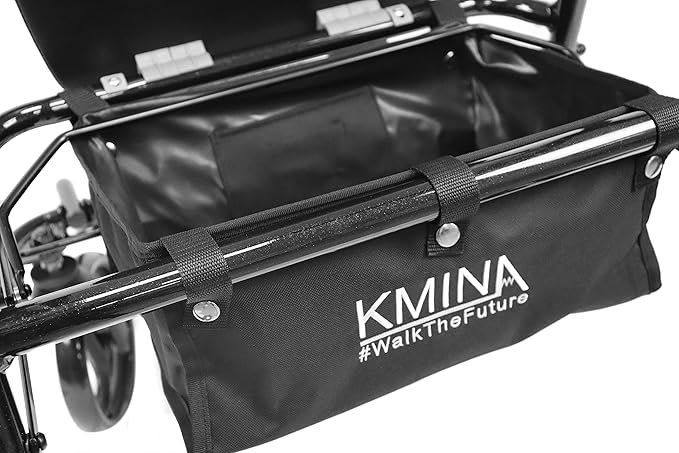 KMINA 2 in 1 Rollator Walker Wheelchair Combo for Smooth Terrain, Foldable Aluminum Rollator with Footrests and Pressure Brakes, Convertible to a Transport Chair, Black