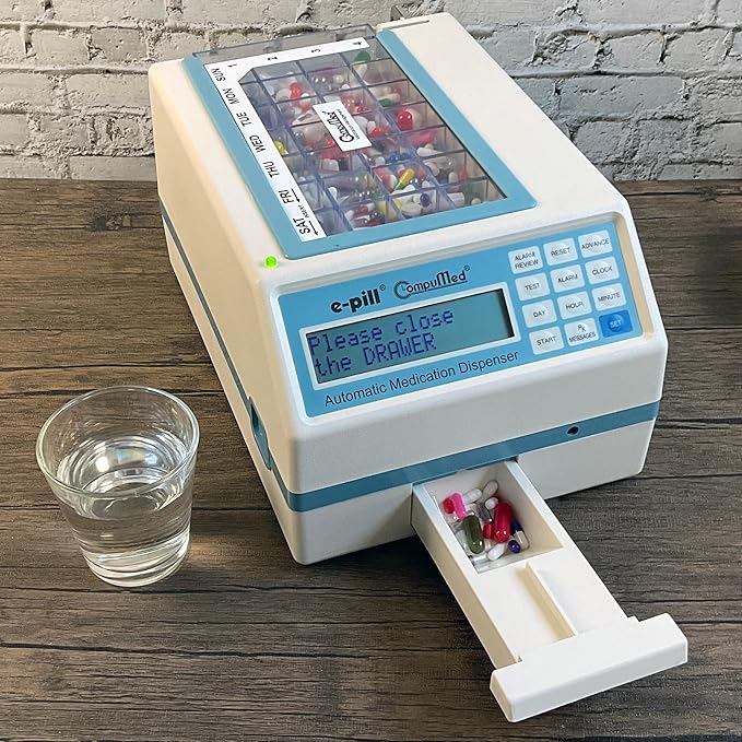 e-Pill CompuMed Automatic Pill Dispenser Tamper Resistant AC Powered for Seniors and Caregivers