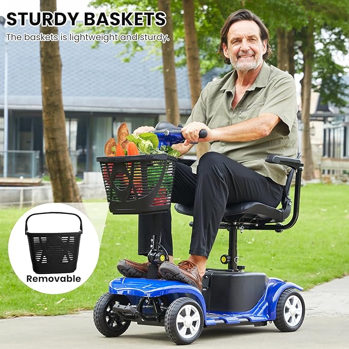 Mobility Scooters for Seniors, Light Weight Mobility Scooters for Adults, Compact Folding Electric Mobility Scooter, LED Lights, Adjustable Seat, 3~6.5 KM/H