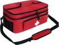 Meichoon Empty First Aid Kit Bag Large Medical Supply Organizer with Double-Layer Design First Aid Storage Box for Car Office Home Waterproof Emergency Kit Bag Travel CPAP Bag Alternative Red