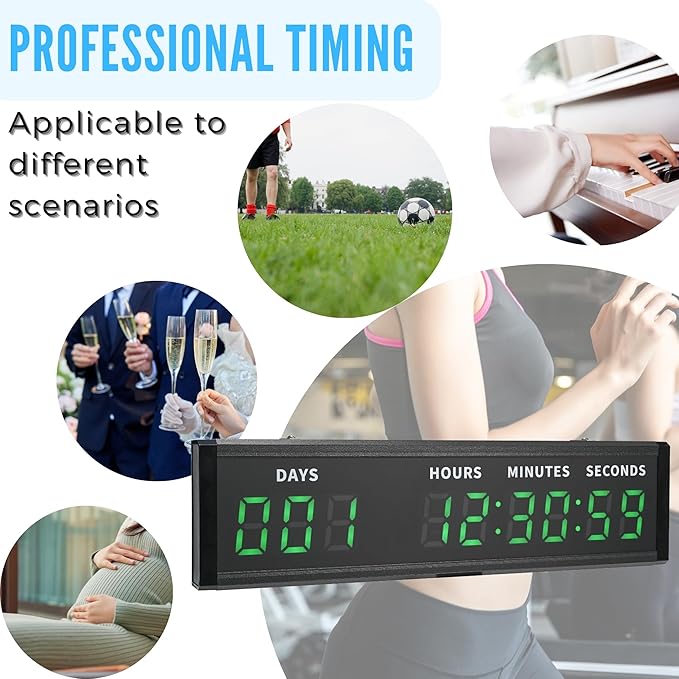Large Digital Countdown Clock & Calendar, 999 Days LED Retirement Countdown Clock Timer with Remote & Alarm, Wall/Desk Count Down/Up Timer Clock for Gym Christmas Vacation School Days,17.87in*5.04in