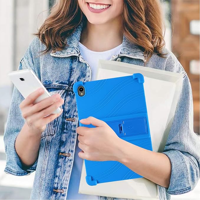 Case for onn. 11" Tablet Pro (2024 Model) - Soft Slim Lightweight Protective Silicone Stand Cover Case + 1 Random Color Stylus (Blue)