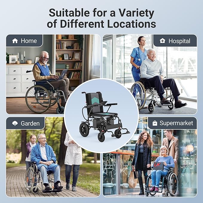 Foldable Electric Wheelchairs, Lightweight Electric Wheelchairs for Adults, 15 Miles Range, All-Terrain Powerful Electric Wheelchair 500W Power Motor, 300lbs Capacity, Airline Approval
