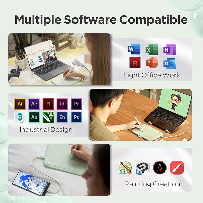 Drawing Tablet for Android Phone with 6 Hot Keys，UGEE Q6 6.5x4 inch Art Tablet with 8192Levels Battery-Free Stylus，Drawing Pad Compatible with Mac/Windows/Chrome for Drawing/Online Class/Office Notes
