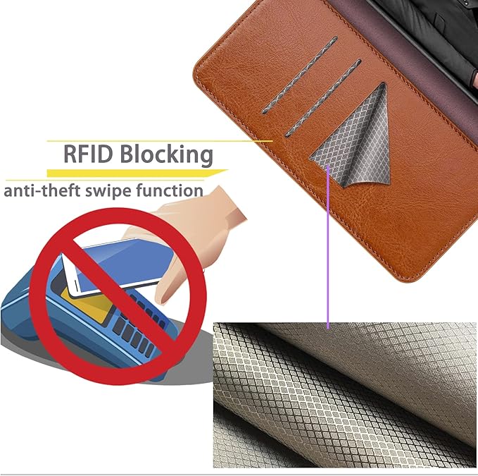 SUANPOT 【RFID Blocking for Motorola Moto G Stylus 5G (Non 2022) with Wallet case Credit Card Holder,PU Leather Flip Folio Book Phone case Cover Women Men for MotoG Stylus 5G case(Light Brown)