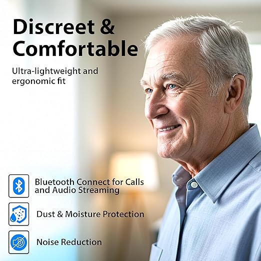 JVC OTC Hearing Aids AI Self-Fitting 84-Hour Battery Bluetooth FDA-Cleared for Seniors