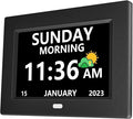 LXBYJKJ 7 Inch Digital Clock with Day and Date for Elderly Alzheimer's Clock Customizable Alarms 3 Display Modes Large Font Alarm Clock for Seniors Auto DST Black