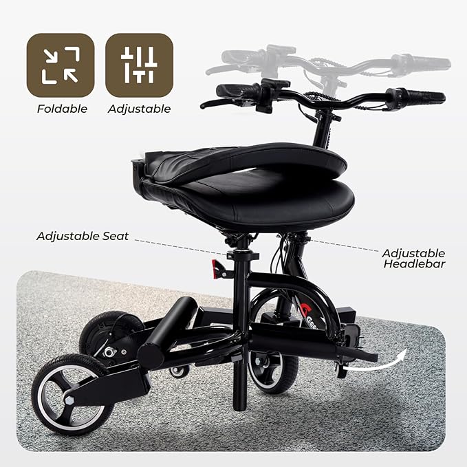 3 Wheel Mobility Scooters for Adults, Upgrade Anti-Tip Footrests 250W 36V 5.2AH 13 Mile Range Foldable Mobility Scooter for Seniors, Supports 300 lbs
