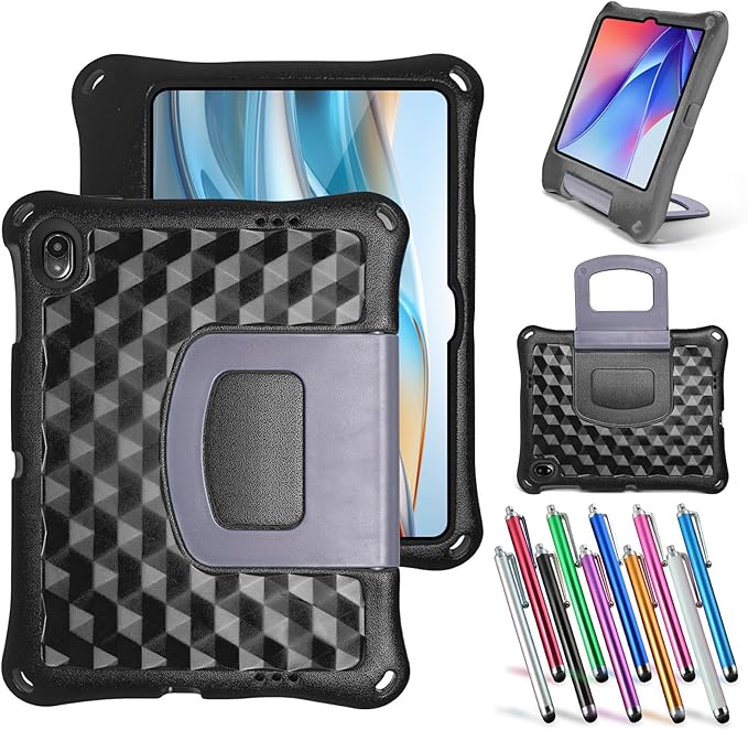 Case for Onn 10.1 Inch Tablet (2024 Model) Gen 4 - Shockproof Lightweight Protective EVA Kids Kickstand Cover Case + 1 Stylus (Black)