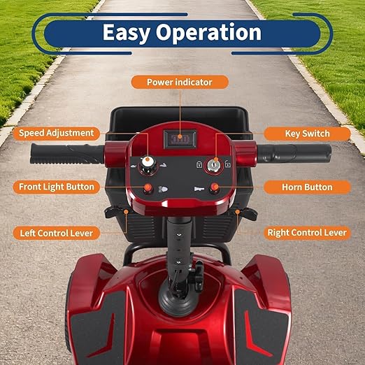 Foldable 4-Wheel Mobility Scooter for Adults & Seniors, 330LBS Heavy Duty, 20-Mile Range Electric Mobility Scooter, 3.7 MPH Lightweight Folding Mobility Scooter for Indoor Outdoor Travel