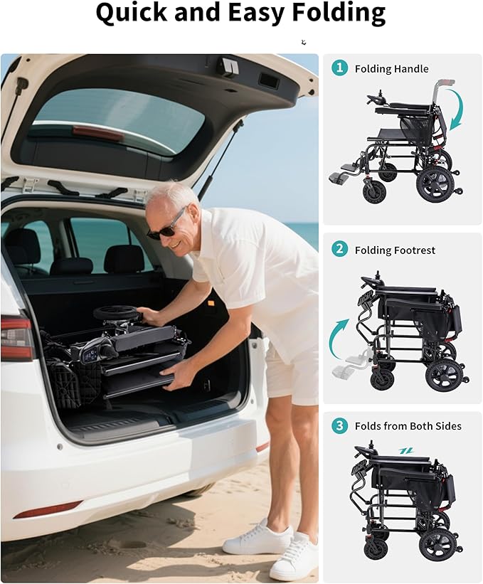 Goldseason 22'' Extra-Wide Electric Wheelchairs for Adults - 15 Miles Range & Support 350 lb Foldable Motorized Wheelchair, 500W Motor All Terrain Power Wheelchair for Home/Outdoor/Travel, Blue
