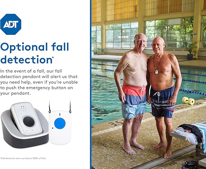 ADT - On-The-Go Mobile Medical Alert System for Seniors - GPS Capabilities, Included Waterproof Wearable Panic Button, 24/7 U.S. Based Monitoring (Neck Pendant)
