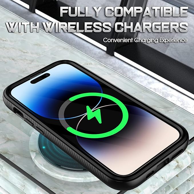 wahhle Compatible with iPhone 14 Pro Case, Full-Body Protection Phone Cover with Screen Protector Built-in, Touch Sensitive, Anti Scratch Shockproof TPU Bumper Case for 14 Pro 6.1 Inches-Black/Clear