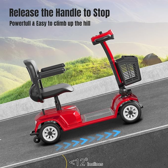 Movcan X-02 4 Wheel Electric Mobility Scooter,Foldable Mobility Scooter for Adults & Seniors,419 LB Heavy Duty,13 Mile Range,360° Swivel Seat,Electromagnetic Brake,Storage Baskets,Indoor & Outdoor Use