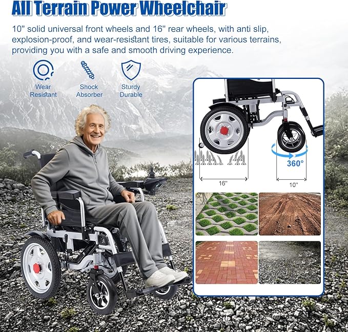 Electric Wheelchairs for Adults Lightweight Foldable Motorized Wheelchair for Seniors Support 330lb,500W Motor All-Terrain Power Wheelchair,Compact Size Travel Wheelchair Airline Approved