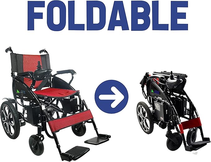 Artemis All Terrain Electric Wheelchair Heavy Duty, Foldable Electric Wheelchairs for Adults, Power Wheelchairs for Seniors (Red)
