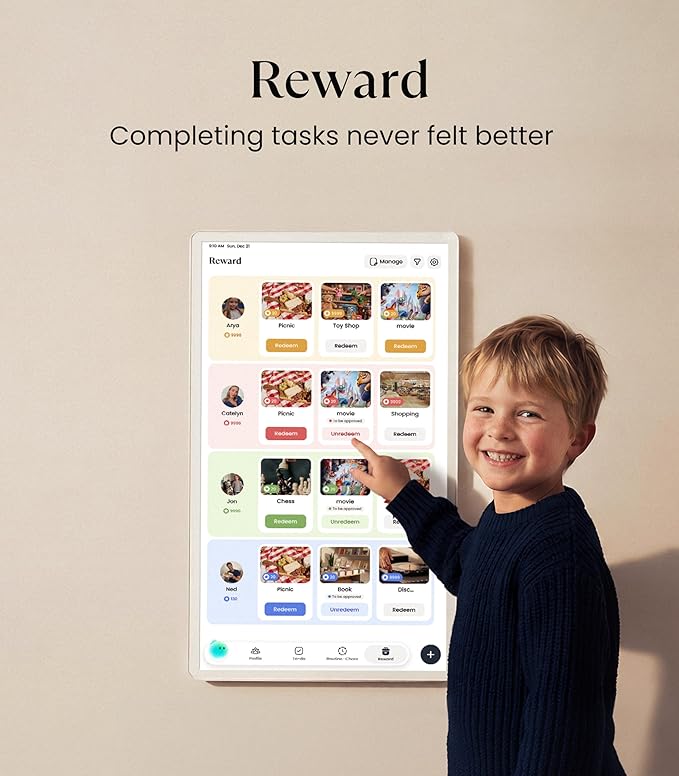 Cozyla Calendar Plus 2: 24" Smart Digital Calendar Wall Touch Screen & No Subscription Family Dashboard, Electronic Display for Family System- Chore Chart, Meal Planner, Support App Store Wall Mount