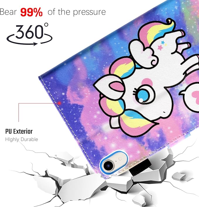 Dteck for iPad mini A17 Pro/A15 Bionic Case 8.3" 7/6th Generation 2024/2021 Release, PU Leather Protective Case with Auto Sleep Wake & Adjustable Stand, Lightweight Cute Slim Folio Cover, White Horse