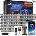 12PCS Motorcycle RGB LED Light Kit with Brake Turn Signal, Underglow Lights with APP/RF Remote,Neon Accent Light MultiColor Dual Zone Waterproof 12V for Sport Bike, Cruiser, Street&Off-Road Motorcycle